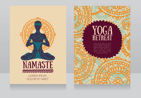 Plantilla de tarjetas para retiro de yoga o estudio de yoga — Vector de stock