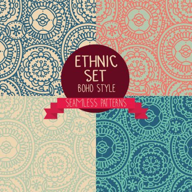 dört etnik Dikişsiz desen seti