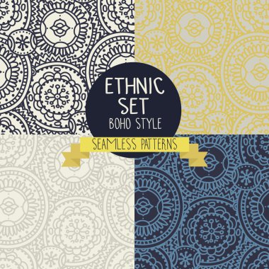 dört etnik Dikişsiz desen seti