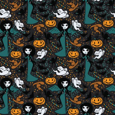 Cadılar Bayramı için şirin doodle Cadılar ile Seamless Modeli