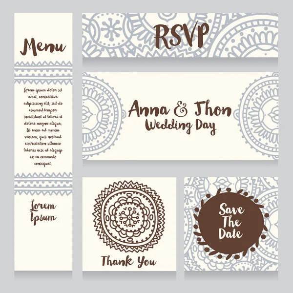 Conjunto de diseño de boda en estilo boho — Vector de stock