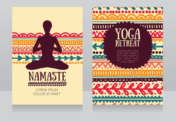 Plantilla de tarjetas para retiro de yoga o estudio de yoga — Archivo Imágenes Vectoriales