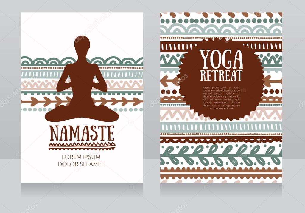 cards template for yoga retreat or yoga studio