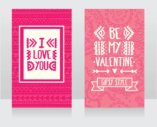 Karten für den Valentinstag in Boho — Stockvektor