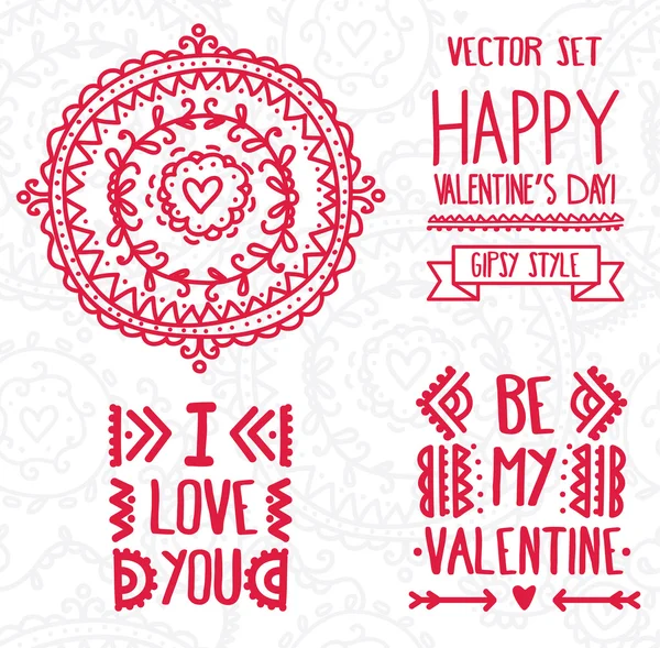 Conjunto de elementos decorativos para el día de San Valentín — Archivo Imágenes Vectoriales