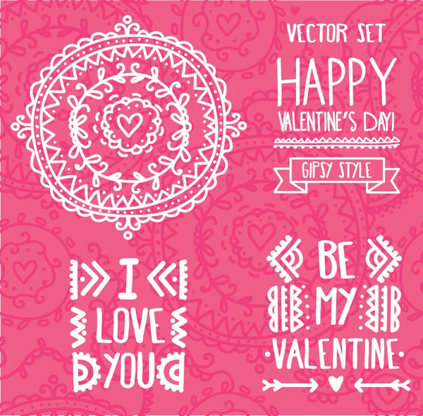 Set di elementi decorativi lettering per San Valentino — Vettoriale Stock