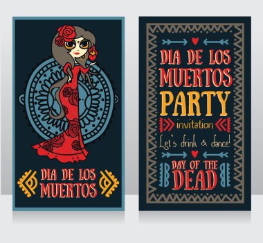 dia de los muertos için şirin davetiye