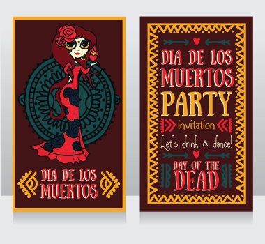 dia de los muertos için şirin davetiye