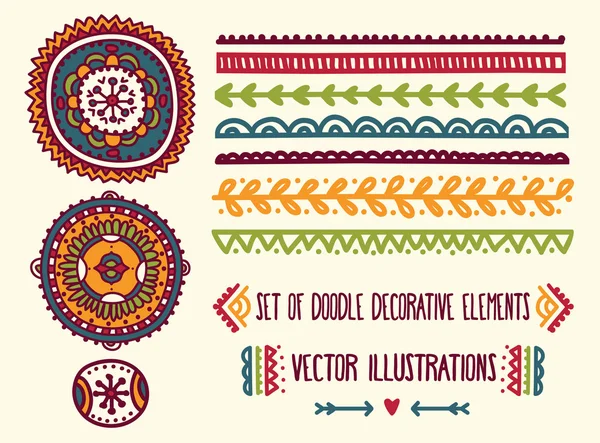 Serie di elementi decorativi doodle — Vettoriale Stock