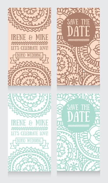 Wedding invitation cards for boho style — Stock Vector
