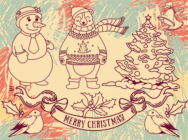 Zestaw ładny ilustracje Bożego Narodzenia — Wektor stockowy