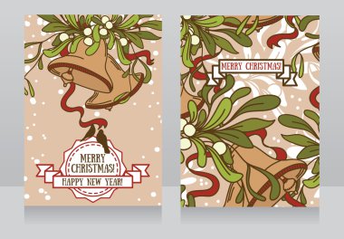 Noel çanları ve ökseotu ile tebrik kartı