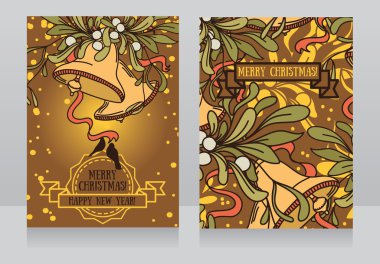 Noel çanları ve ökseotu ile tebrik kartı