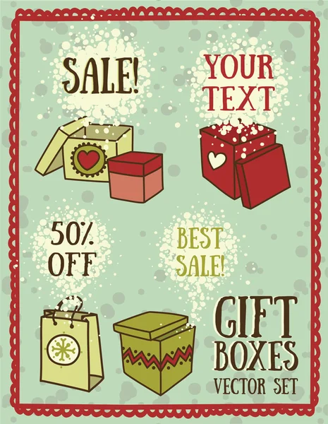 Dizi hediye kutusu Noel satış için afiş — Stok Vektör