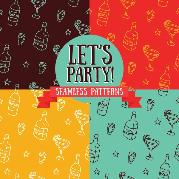 Set of seamless patterns for party — Stock Vector