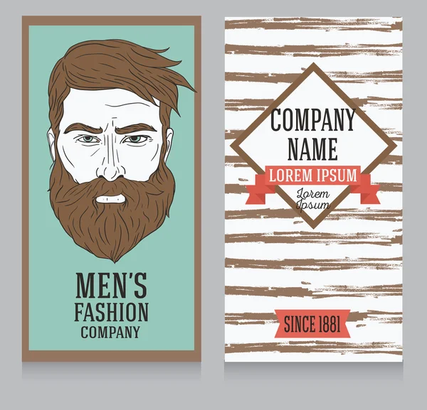 Рекламный баннер в стиле ретро американец, модный человек с бородой — стоковый вектор