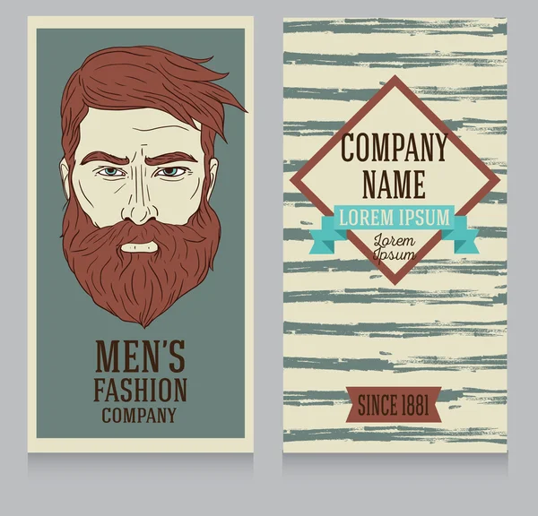 Reklama transparent w amerykańskim stylu retro, modny mężczyzna z brodą — Wektor stockowy