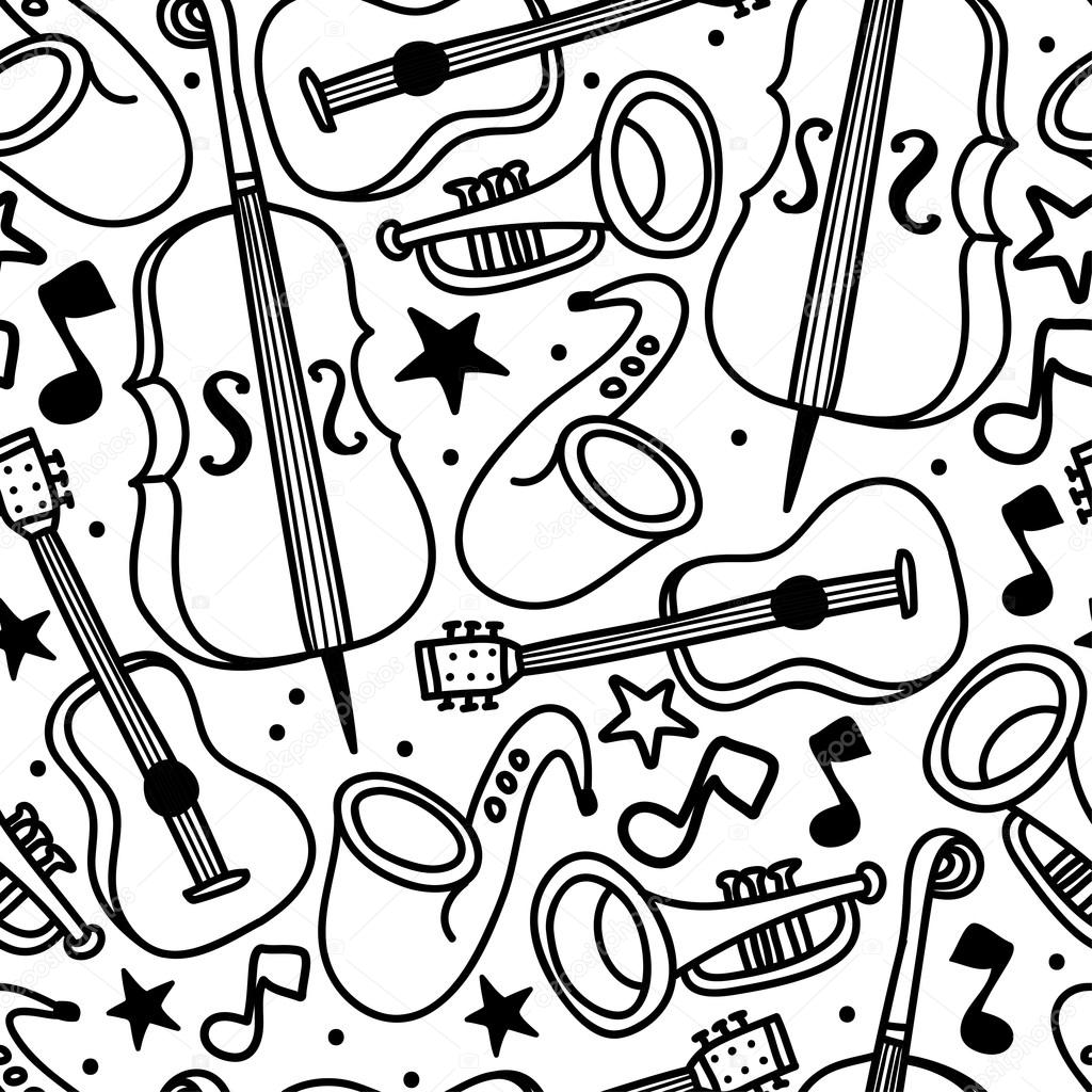seamless background with musical instruments