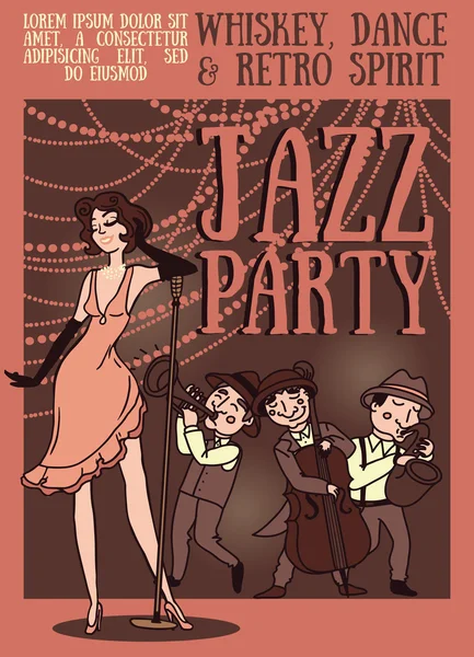 Plantilla de tarjeta para fiesta nocturna jazz — Vector de stock