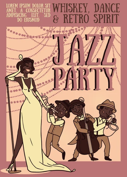 Plantilla de tarjeta para fiesta nocturna jazz — Archivo Imágenes Vectoriales