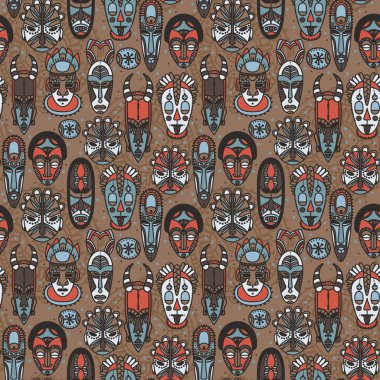 kabile Afrika maskeleri ile Seamless Modeli