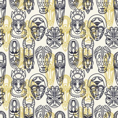 kabile Afrika maskeleri ile Seamless Modeli