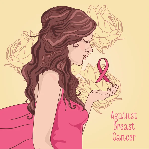 "against breast cancer" banner — Stock Vector