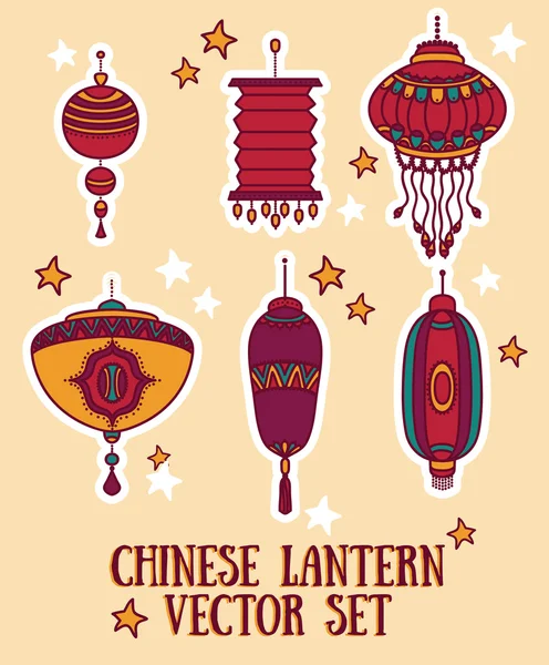 Reihe traditioneller chinesischer Laternen — Stockvektor