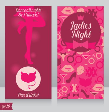 güzel kızın siluet ile Bayanlar gece parti için kart