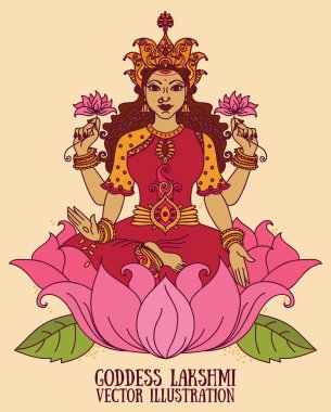 Güzel Hint tanrıçası Lakshmi