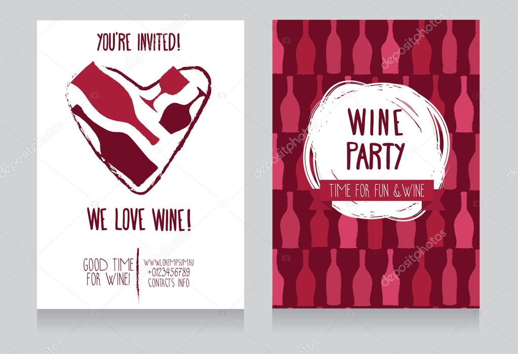 Invitation for wine party, can be used as template for wine shop banners, vector illustration