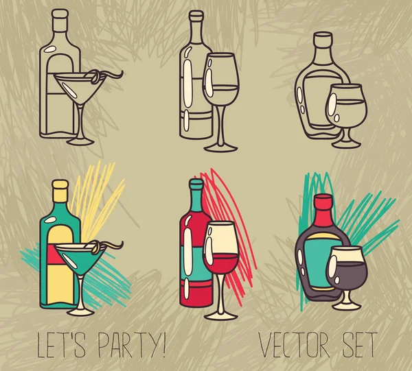 Set of alcohol bottles — Stock Vector