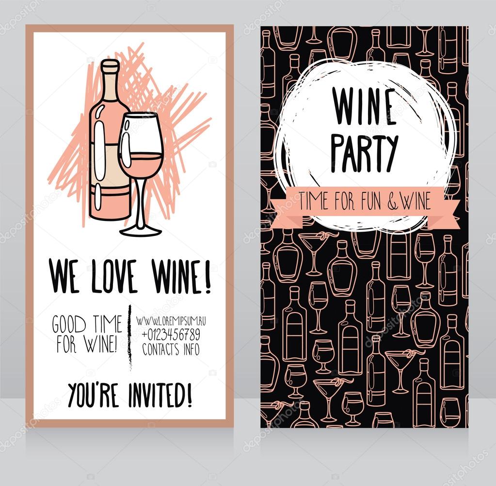 Invitation for wine party, can be used as template for wine shop banners, vector illustration