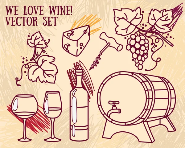Vektor-Illustrationen für Wein und Weinbereitung — Stockvektor