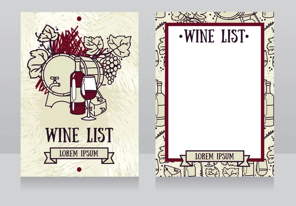 Plantilla para la carta de vinos — Vector de stock