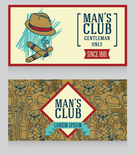 Dos tarjetas de visita para el club de caballeros — Vector de stock