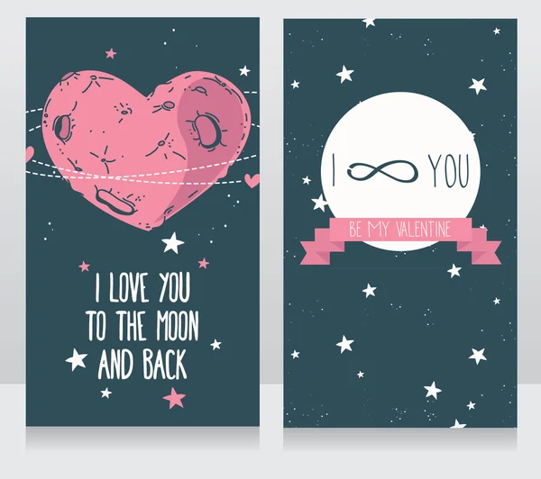 Cartes cosmiques pour la Saint Valentin — Image vectorielle