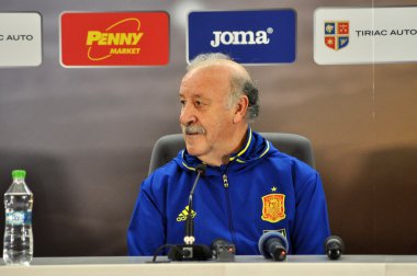 Vicente del Bosque bir basın toplantısı berfore Romanya - S sırasında
