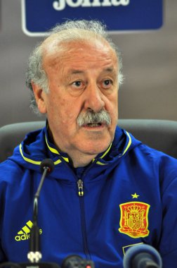 Vicente del Bosque bir basın toplantısı berfore Romanya - S sırasında