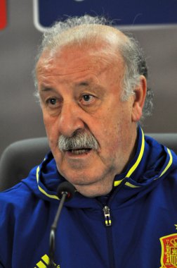 Vicente del Bosque bir basın toplantısı berfore Romanya - S sırasında