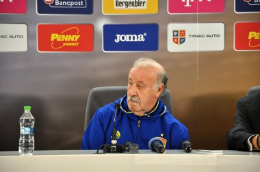 Vicente del Bosque bir basın toplantısı berfore Romanya - S sırasında
