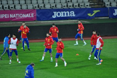 Isınma sırasında İspanyol futbol Milli Takım oyuncuları