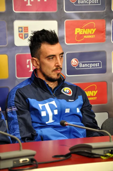 The coach and players of Romania's National Football Team during — Stock Photo, Image