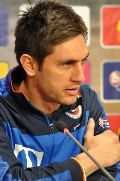 The coach and players of Romania's National Football Team during — Stock Photo, Image