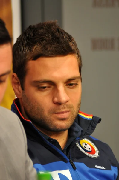 The coach and players of Romania's National Football Team during — Stock Photo, Image