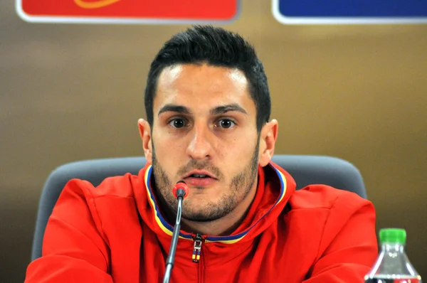 Conferencia de prensa antes de Rumania - España partido de fútbol amistoso — Foto de Stock