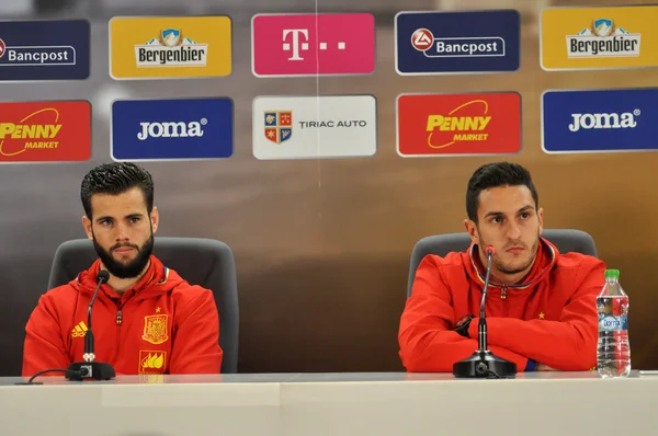 Press conference berfore Romania - Spain friendly football match — Stock Photo, Image