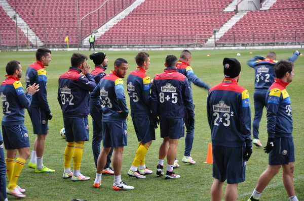 Nazionale di calcio della Romania durante una sessione di allenamento agai — Foto Stock