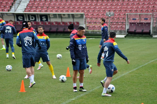 Nazionale di calcio della Romania durante una sessione di allenamento agai — Foto Stock