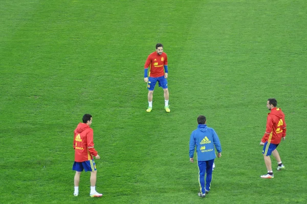 西班牙国家队球员，Cesc 法布雷加斯在热身的时候 — 图库照片